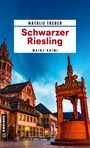 Titel: „Schwarzer Riesling“ von Natalie Treber, Mainz-Krimi. Historische Gebäude unter blauem Himmel.