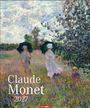 „Claude Monet 2027“, Landschaftsgemälde mit Personen und Regenschirmen auf einer Blumenwiese.