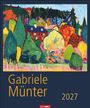 "Gabriele Münter 2027" steht in großen, gelben Buchstaben unter einer farbenfrohen Landschaftsillustration.