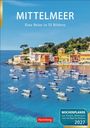 Titel: Mittelmeer, Untertitel: Eine Reise in 53 Bildern. Farbfoto einer bunten Küstenstadt mit vielen Booten im Wasser.