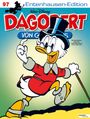 97, Entenhausen-Edition, Dagobert von Carl Barks. Illustration: Eine Ente mit Zylinder und Spazierstock, fröhliche Pose.