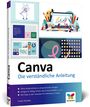 "Canva: Die verständliche Anleitung" von Frank Treichler. Bunte Illustrationen mit Laptop und Malutensilien.