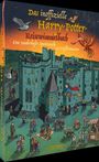 Text: Das inoffizielle Harry-Potter-Reisewimmelbuch. Eine zauberhafte Spurensuche in Großbritannien. Silberburg-Verlag. 
Illustration: Fantasievolle Burgszene mit Figuren und Tierwesen.