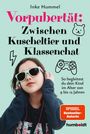 Titel: Vorpubertät: Zwischen Kuscheltier und Klassenchat. Mädchen mit Sonnenbrille und Kopfhörern posiert cool.