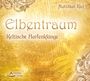 "Elbentraum" und "Keltische Harfenklänge" in goldener Schrift, mit Ornamenten und funkelndem Hintergrund.
