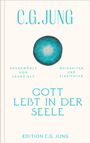 C.G. JUNG; GOTT LEBT IN DER SEELE; Illustration einer blauen Kugel auf cremefarbenem Hintergrund.