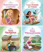 Vier Disney-Prinzessin-Cover: "Kunterbunt gemalt und gefunden", "Unser Freund, der Ozean", "Tianas Dachgarten", "Kleine Pflanzenfreunde".