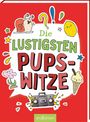 "Die lustigsten Pupswitze" in bunten Buchstaben, umgeben von Illustrationen einer Schnecke, Zitrone und Eis.