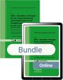 "Bundle" und "Online" auf einer grünen Broschüre. Thema: Besondere Leistungen bei der Tragwerksplanung. Tablet und Druckausgabe.