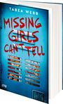 Text: "Tabea Webb" und "Missing Girls Can't Tell". 
Blaue Schließfachvorderseite mit Graffiti-Schrift.