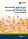 Text: Kaufmann/-frau für Mobilität und Verkehr, Ausbildung gestalten. Unten farbige Dreiecke, grüne und blaue Streifen.