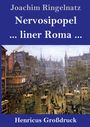 Der Text zeigt "Joachim Ringelnatz", "Nervosipoppel ... liner Roma ..." und "Henricus Großdruck". Stadtansicht im Hintergrund.