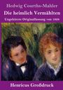 „Die heimlich Vermählten“ in weißer Schrift auf lila Hintergrund. Darunter ein impressionistisches Gemälde eines Paares.