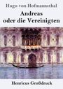 Text: "Hugo von Hofmannsthal. Andreas oder die Vereinigten. Henricus Großdruck." Gemälde mit venezianischem Gebäude und Gondel.