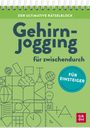 „Gehirn-Jogging für zwischendurch. Für Einsteiger.“ Illustration aus geometrischen Formen auf grünem Hintergrund.