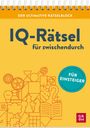 „Der ultimative Rätselblock. IQ-Rätsel für zwischendurch. Für Einsteiger.“ Notizblock, Illustrationen von wissenschaftlichen Symbolen.