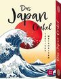 "Das Japan Orakel: Tägliche Weisheiten". Illustration: Große Welle vor rotem Sonnenkreis, Berg im Hintergrund. GROH Logo.