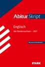 „Abitur Skript Englisch Abi Niedersachsen – 2027.“ Rotes Cover, blaue und weiße Details, Logo „STARK“.