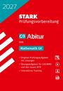 Titel: "STARK Prüfungsvorbereitung G9 Abitur NRW Mathematik GK 2027". Rotes Cover mit weißen Streifen und Symbolen.