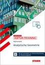 Text: "NEUES ABITUR ABITUR-TRAINING Mathematik Analytische Geometrie. Mit 40 Lernvideos zur Veranschaulichung der Musteraufgaben." 

Beschreibung: Ein grünes Gebäude mit vielen Fenstern und spitzen Giebeln.