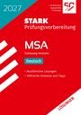 "STARK Prüfungsvorbereitung MSA Schleswig-Holstein Deutsch" in weißem Text auf rotem Hintergrund, mit blauen und weißen Grafiken.