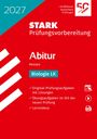 "2027, STARK Prüfungsvorbereitung, Abitur Hessen, Biologie LK. Roter Hintergrund, weißer Text, blaues Logo."