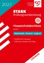 "STARK Prüfungsvorbereitung Hauptschulabschluss Hessen" in rot mit blauen und weißen Elementen.