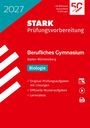 „STARK Prüfungsvorbereitung 2027“, roter Hintergrund, weiße und blaue Textblöcke, Symbol: 50 Jahre Stark, Symbole rechts.