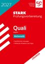 "2027", "STARK Prüfungsvorbereitung", "Quali", "Bayern", "Mathematik", "Lösungen". Rot-weißes Design mit diagonalen Linien.