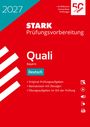 „2027“, „STARK Prüfungsvorbereitung“, „Quali Bayern Deutsch“. Rotes Design mit Streifen und Logo.