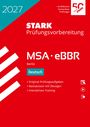 Text: "2027, >30 Millionen bestandene Prüfungen, 50 Jahre STARK, STARK Prüfungsvorbereitung, MSA·eBBR, Berlin, Deutsch." Logo mit roten und weißen Elementen.