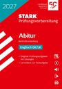2027, STARK Prüfungsvorbereitung, Abitur Berlin/Brandenburg, Englisch GK/LK. Gestaltung in Rot und Blau mit Symbolen.