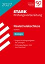 "Prüfungsvorbereitung 2027, Realschulabschluss Sachsen, Biologie. Original-Prüfungsaufgaben, Lösungen, Download." Rot-Blaues Cover.
