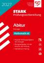 Text: 2027, STARK Prüfungsvorbereitung, Abitur Thüringen, Mathematik eA. Rotes Cover mit weißen Texten und Symbolen.