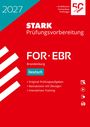 Text: STARK Prüfungsvorbereitung FOR·EBR Brandenburg Deutsch. Rotes Cover mit weißen Streifen und Icons.