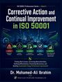 "Corrective Action and Continual Improvement in ISO 50001" steht oben. Industrielles Fabrikbild im Hintergrund.