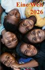 Text: "Eine Welt 2026". Fünf Kinder liegen lachend im Kreis auf der Wiese.