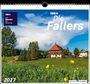 „SWR, Die Fallers, Der Kalender zur Sendung 2027“. Ein traditionelles Haus in grüner Landschaft mit gelben Blumen.