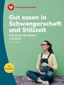 „Gut essen in Schwangerschaft und Stillzeit. Das Beste für Mutter und Kind.“ Frau sitzt lächelnd am Boden.