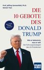 Text: "Die 10 Gebote des Donald Trump", "New York Times-Bestseller". Darunter ein Mann in Anzug mit erhobener Faust.