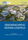 Text: "SENIORENCAMPUS WEIMAR-LEGEFELD" mit Gebäudebildern und Logo oben. Farben: Hellgelb und Blau.