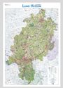 Text: "Land Hessen ...auf einen Blick!"
Eine detaillierte, farbige Karte von Hessen mit Städten und Straßen.