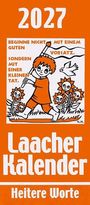 2027. Laacher Kalender. Heitere Worte. Illustration eines Kindes in einem Blumenfeld mit einem Vogel und Sonnenblumen.
