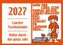 2027, Laacher Tischkalender, Heiter durch das ganze Jahr. Illustration: Kind hält Hammer, daneben ein krummer Nagel.