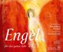 Titel: Engel für das ganze Jahr 2027. Illustration eines Engels in warmen Rot- und Gelbtönen.