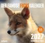"DER FAMOSE FUCHSKALENDER 2027 WOCHENKALENDER." Ein Fuchs mit aufmerksamem Blick. 53 Postkarten im Kalender.