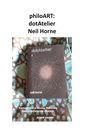 philoART: dotAtelier Neil Horne. Buntes Punktmuster auf schwarzem Hintergrund. Philosophische Buchgestaltung.
