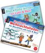 "Blockflöte lernen mit Lotti & Ben!" und "Die schönsten Weihnachtslieder für Blockflöte mit Lotti & Ben!" Illustrationen von Kindern.