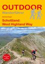 Text oben: "OUTDOOR Wanderführer", "Schottland: West Highland Way". Zwei Wanderer auf einem Bergpfad in grüner Landschaft.