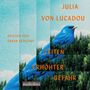 Texte: Julia von Lucadou, gelesen von Oskar Ketelhut, Zeiten erhöhter Gefahr. Illustration: Blauer Vogel über Wäldern.